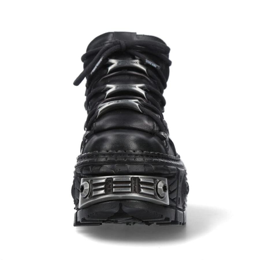 【並行輸入品】New Rock Boots WALL106 S10 Mens Metallic Black Leather Platform |  | 09