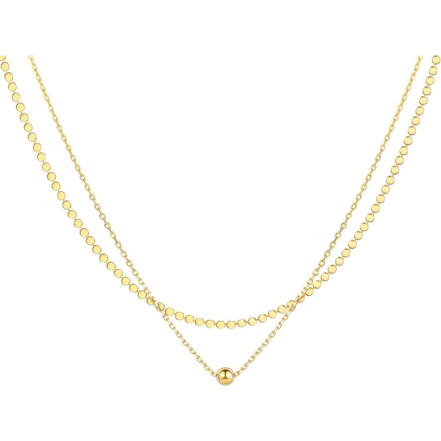 JINEAR ダイヤモンドゴールドネックレス レディース 14Kゴールドフィルド ダブルレイヤーネックレス レディース 上品でシンプルなキュービックジルコニア ソ |  | 01