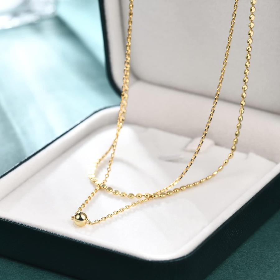 JINEAR ダイヤモンドゴールドネックレス レディース 14Kゴールドフィルド ダブルレイヤーネックレス レディース 上品でシンプルなキュービックジルコニア ソ |  | 04