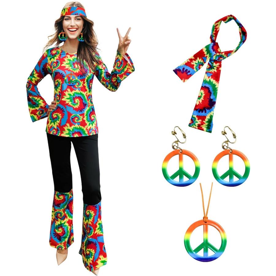 並行輸入品】MRYUWB 6ピース 70年代ヒッピーコスチュームアクセサリー