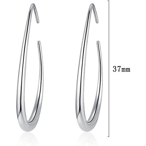 【並行輸入品】IBARA ティアドロップフープイヤリング レディース 14Kリアルゴールド/ホワイトゴールドメッキ Lサイズ 軽量 オーバル/ラウンド |  | 05