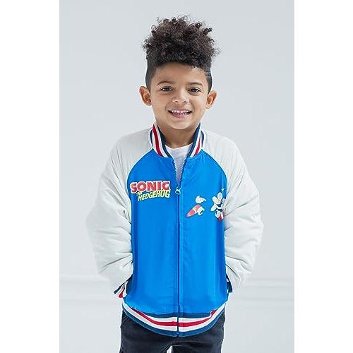 SEGA Sonic The Hedgehog Big Boys Zip Up Varsity Bomber SEGA Sonic The Hedgehog Big Boys Zip Up Varsity Bomber