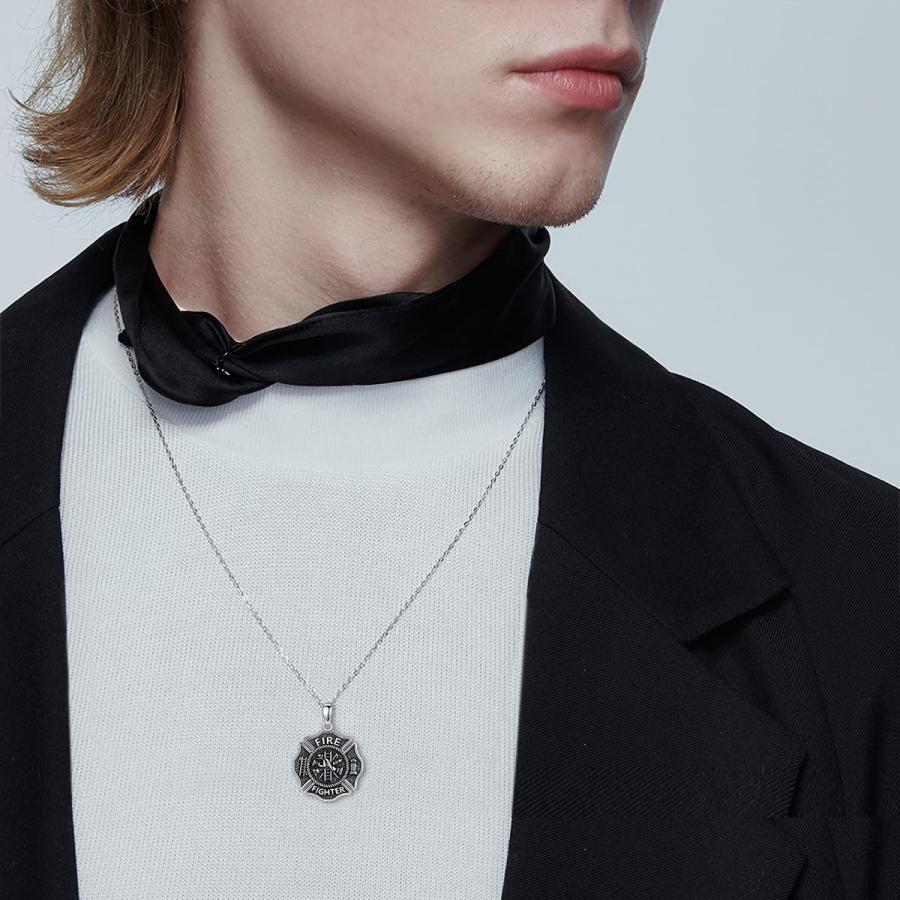 シルバー925 消防士メダルネックレス Amazon.co.jp: 聖フロリアンネックレス 消防士用 925