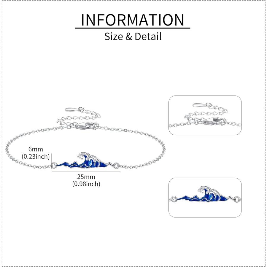 【並行輸入品】ONEFINITY Wave Bracelet 925 Sterling Silver Waterproof Ocean Beach S |  | 05