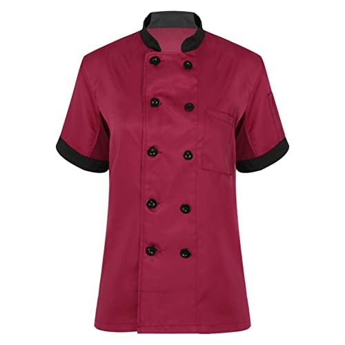 YOOJIA Womens Chef Jacket Short Sleeve Collar Cook Coat Restaura 並行輸入品｜fusion-f｜02