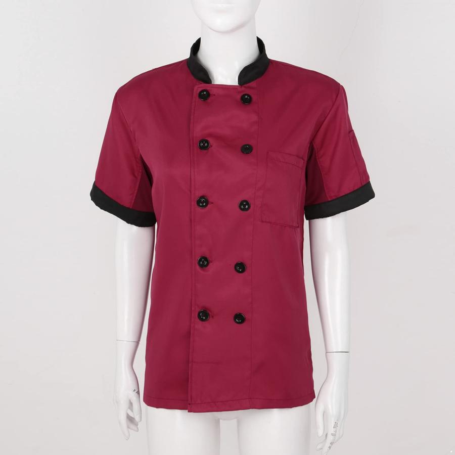 YOOJIA Womens Chef Jacket Short Sleeve Collar Cook Coat Restaura 並行輸入品｜fusion-f｜07