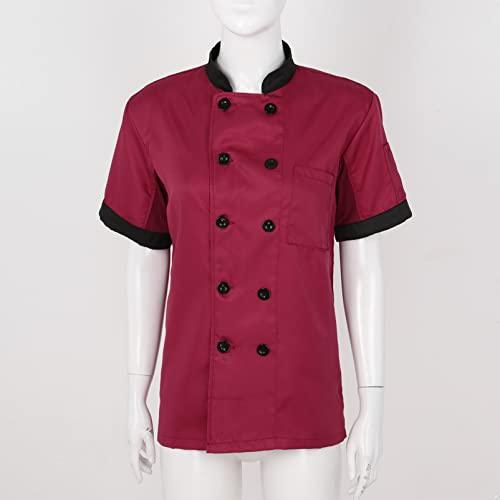 YOOJIA Womens Chef Jacket Short Sleeve Collar Cook Coat Restaura 並行輸入品｜fusion-f｜08
