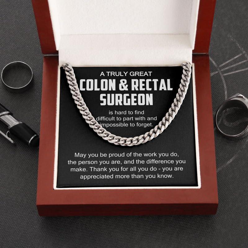 Flairy Land Colon And Rectal Surgeon Necklace Cuban Chain Silver - Is Hard To Find Difficult - Appreciation Retirement Coworker Job Thank You｜fusion-f｜02