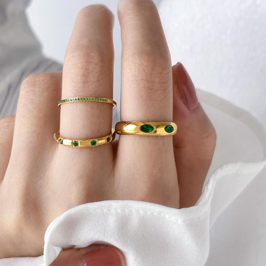 並行輸入品】EjszaKod エメラルドリング レディース 3個 色落ちしない