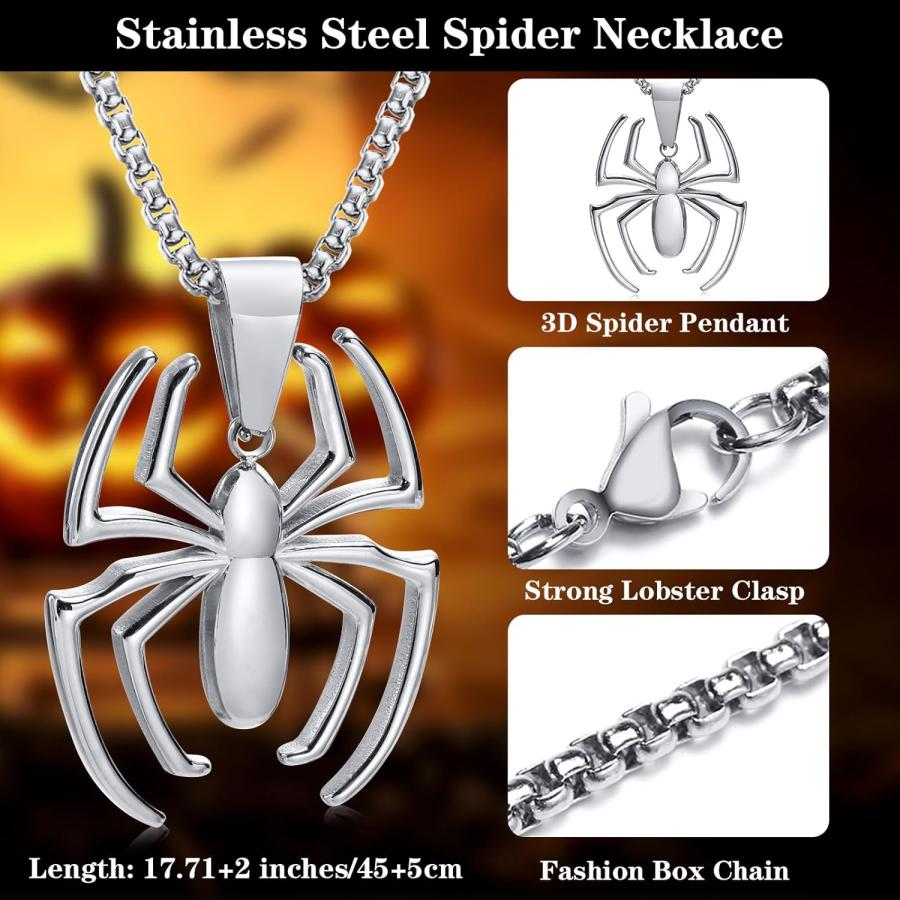 スパイダーペンダントネックレス ステンレススチール スパイダーペンダントネックレス ステンレススチール