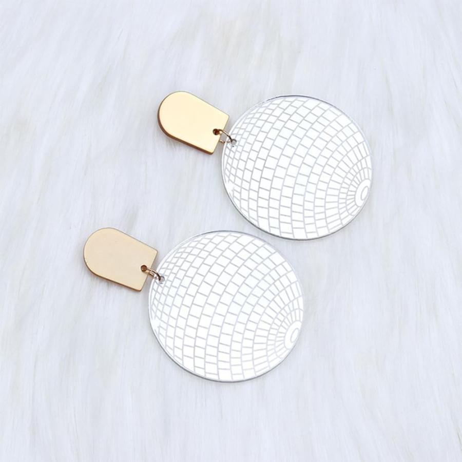 【並行輸入品】60年代 70年代 ディスコボールイヤリング カラフル 樹脂 ラウンドディスク ダングルイヤリング アクリルミラーボール ドロップイヤリ |  | 02