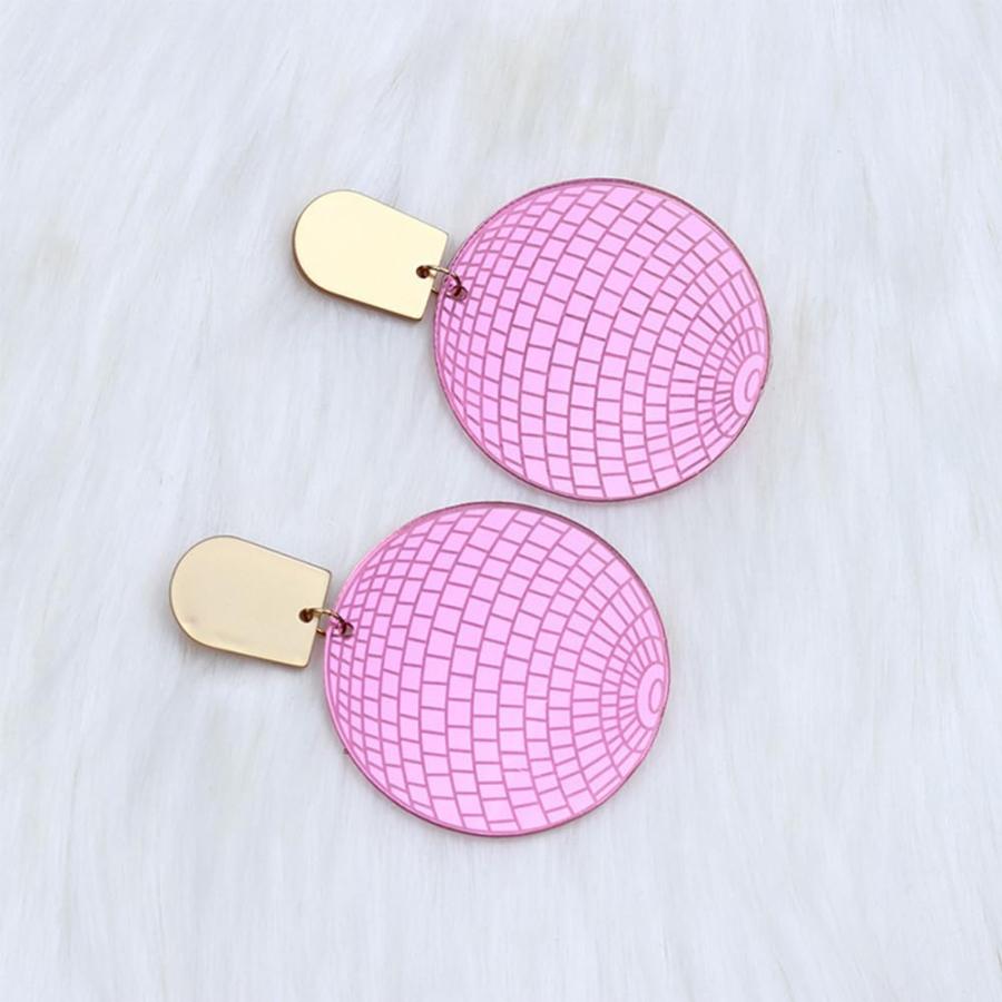 【並行輸入品】60年代 70年代 ディスコボールイヤリング カラフル 樹脂 ラウンドディスク ダングルイヤリング アクリルミラーボール ドロップイヤリ |  | 03