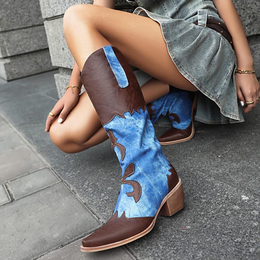 並行輸入品】Cozivwaiy レディース デニムカウボーイブーツ