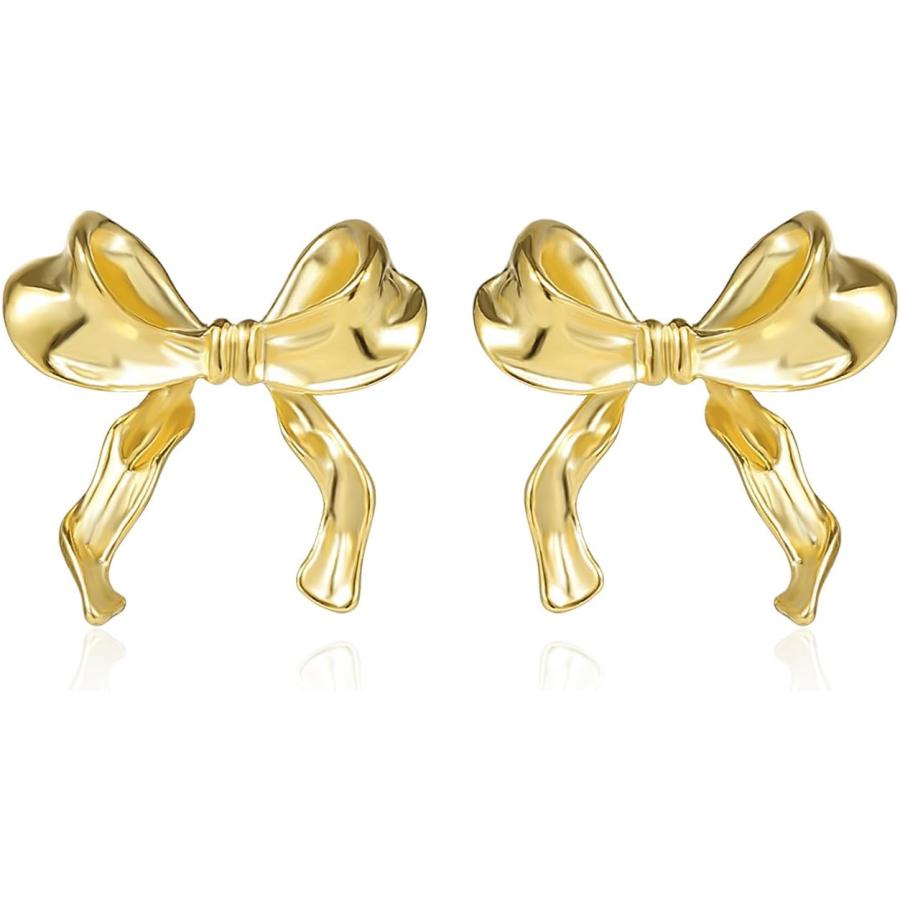並行輸入品】Une Douce ゴールドリボンピアス 上品なリボンノット