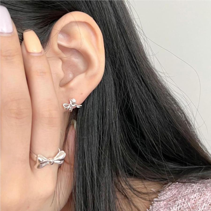 LOVPEPY クラシックリボンピアス レディース 925スターリング