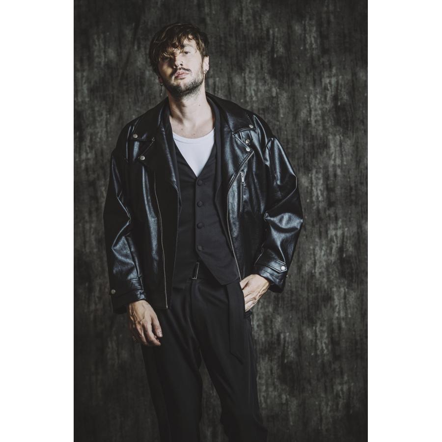 NO ID.（ノーアイディー） シンセティックレザーBIGライダースJKT