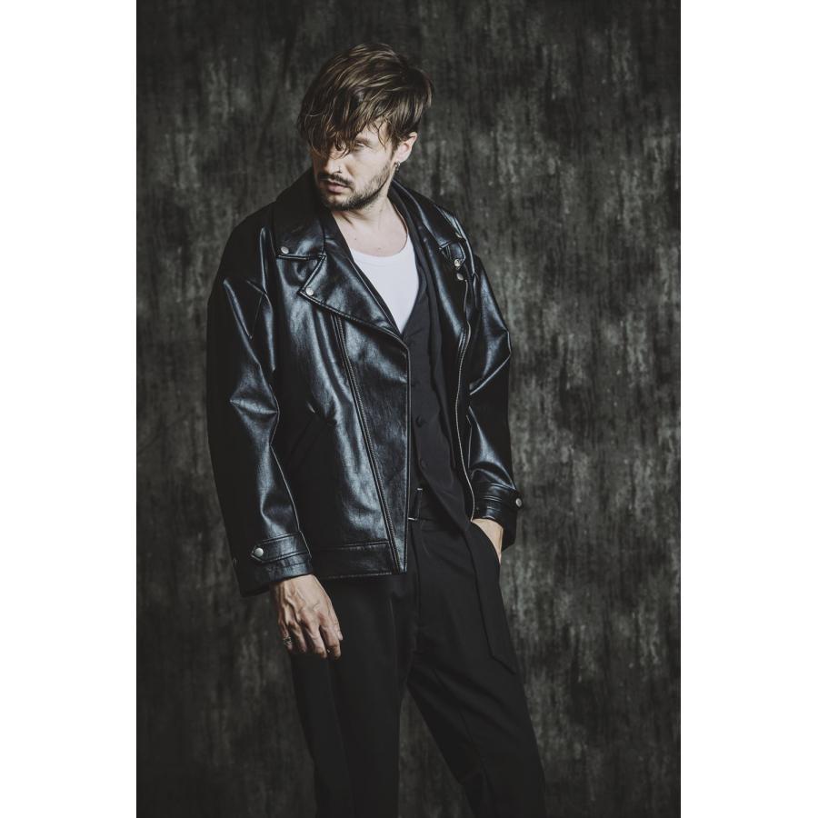 NO ID.（ノーアイディー） シンセティックレザーBIGライダースJKT