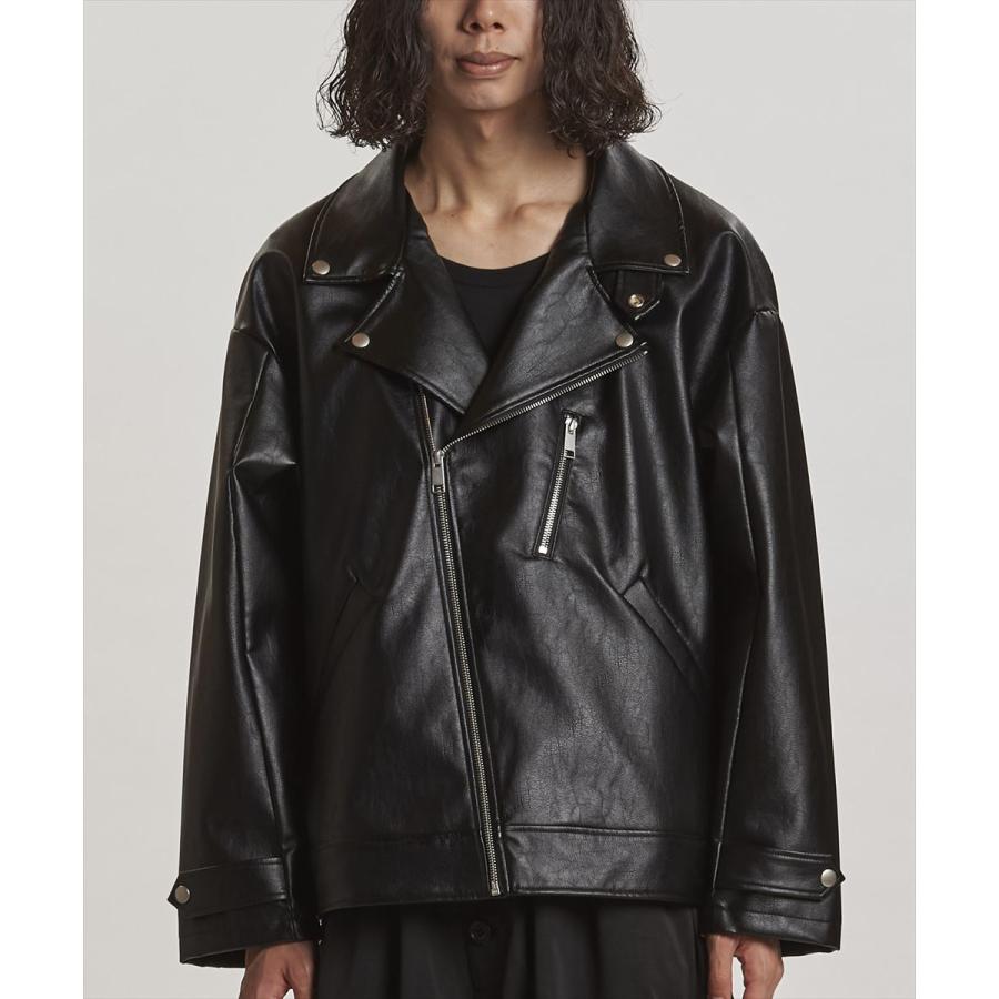 ノーアイディー　ライダースジャケット NO ID. ノーアイディー シンセティックレザーBIGライダース