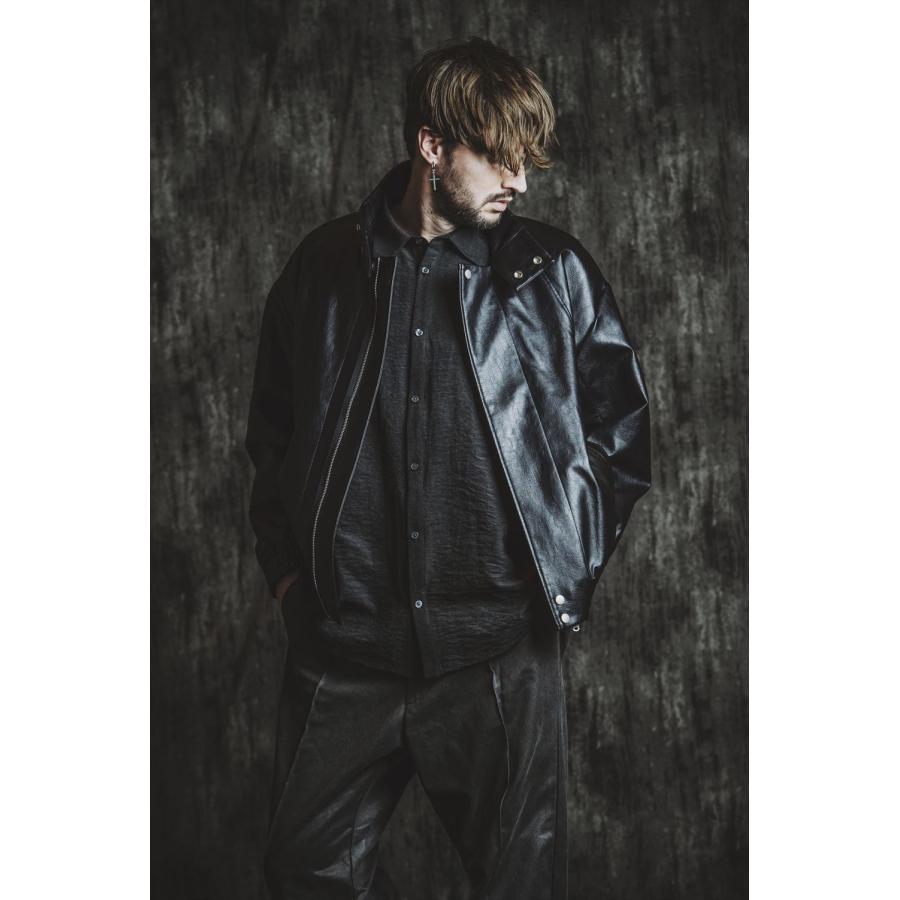NO ID. /カウレザートラックBLZ／BLACK レザージャケット ジャケット NO ID.（ノーアイディー） シンセティックレザーBIGトラックBLZ