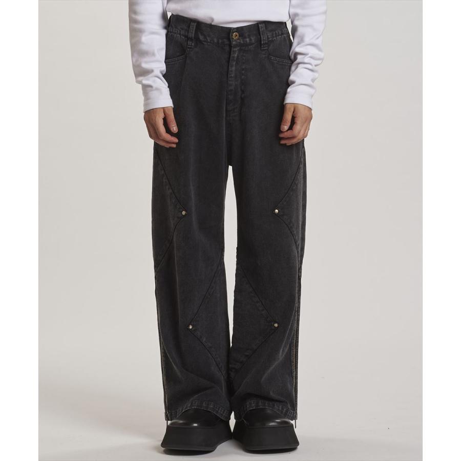 ノーアイディー（NO ID．）/サイドパッチZIPワイドフレアPT(パンツ) NO ID.（ノーアイディー） サイドパッチZIPワイドフレアPT パンツ