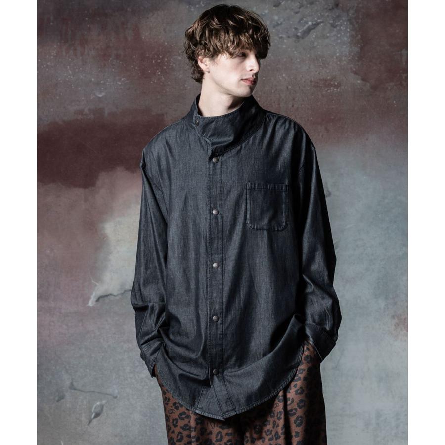 glamb（グラム） High Neck Denim Shirt ハイネックデニムシャツ