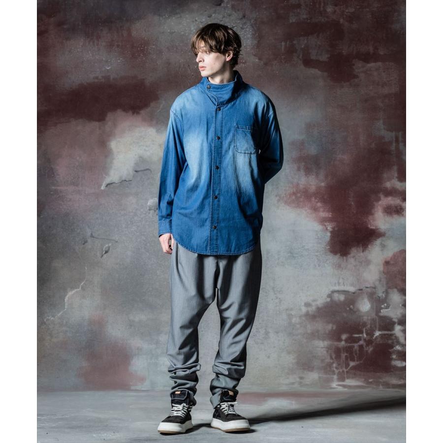 glamb（グラム） High Neck Denim Shirt ハイネックデニムシャツ