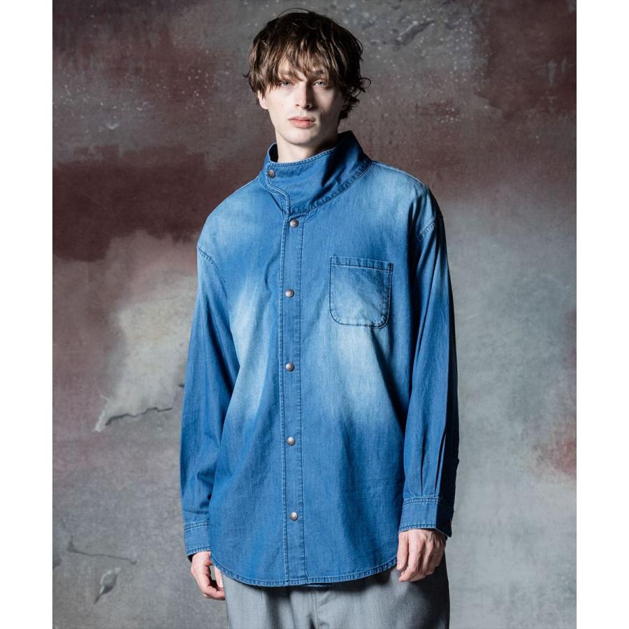 glamb（グラム） High Neck Denim Shirt ハイネックデニムシャツ