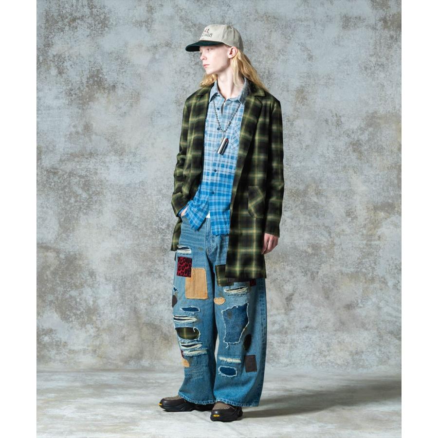 グラム Bleach Check Shirt / ブリーチチェックシャツ glamb