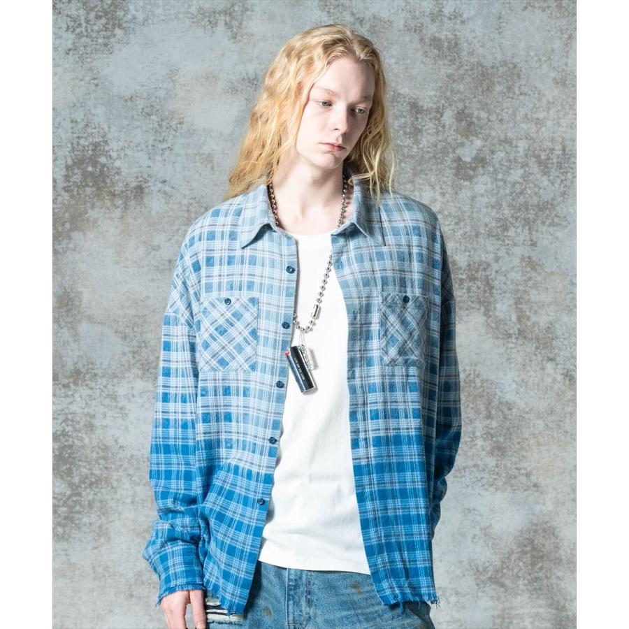 グラム Bleach Check Shirt / ブリーチチェックシャツ glamb