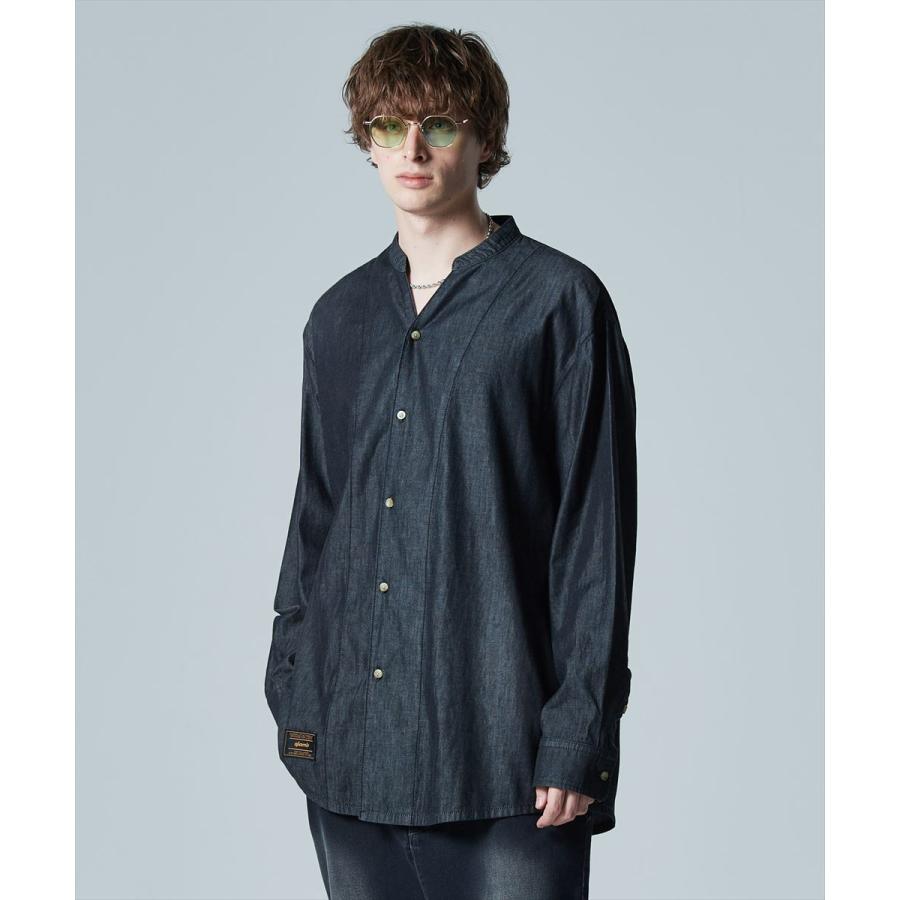 トップス glamb Band Collar Denim Shirt glamb（グラム） Band Collar Denim Shirt / バンドカラーデニムシャツ