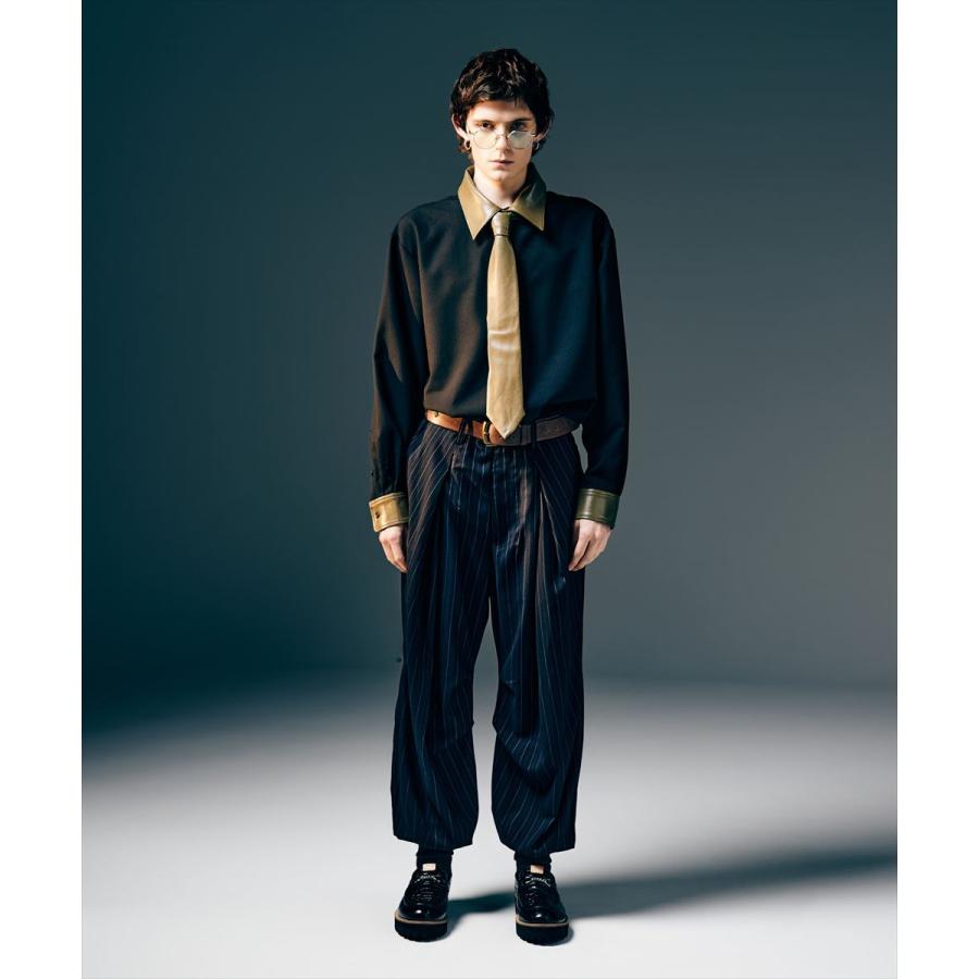 glamb（グラム） Synth Leather Collar Shirt / シンセレザーカラー