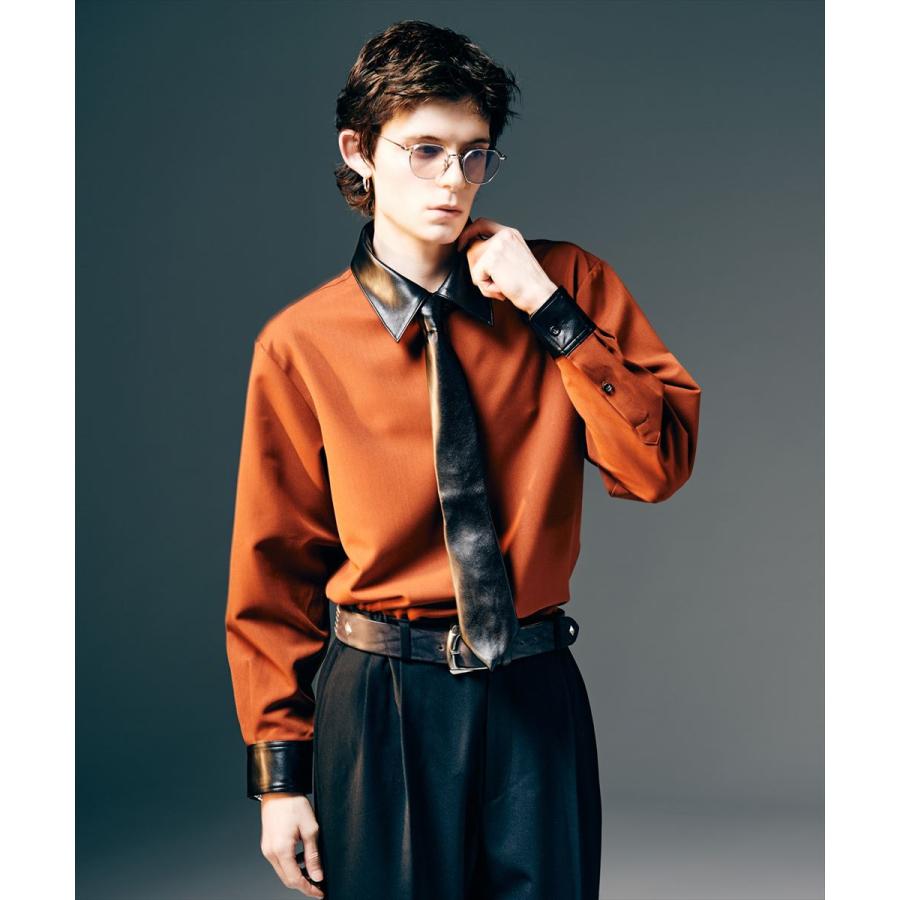 glamb（グラム） Synth Leather Collar Shirt / シンセレザーカラー