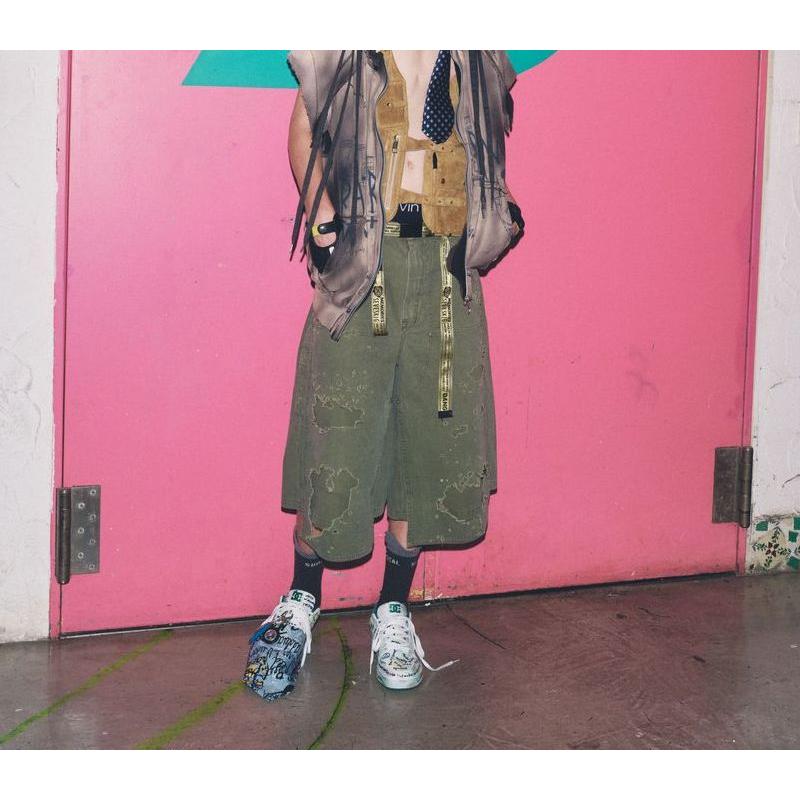 SEVESKIG（セヴシグ） SEVESKIG Damaged Double Knee Wide Bermuda
