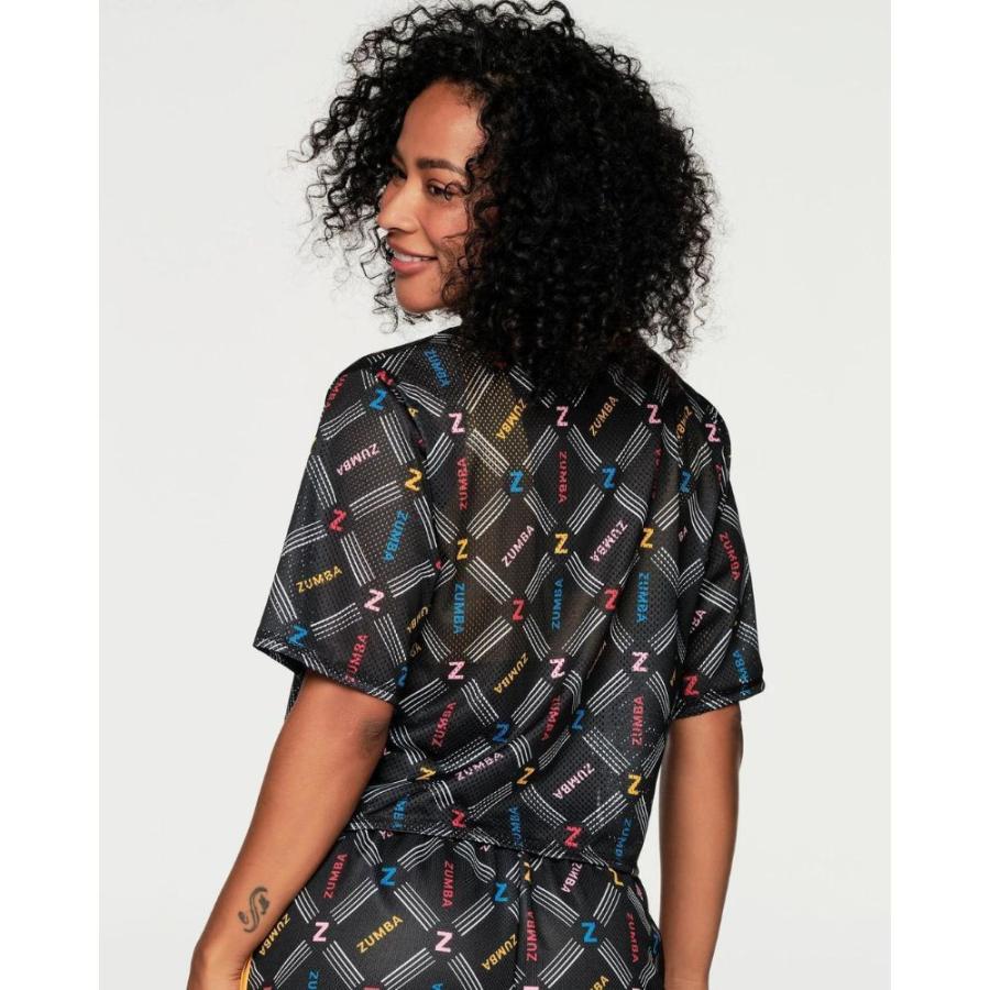 ズンバ ZUMBA ロゴ クロップ丈 メッシュ ベースボールシャツ