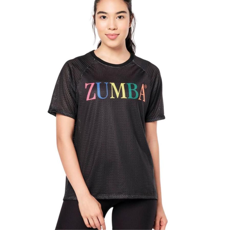 ズンバ ZUMBA Prep ロゴ メッシュ Tシャツ ブラック ピンク ズンバ ZUMBA Prep ロゴ メッシュ Tシャツ ブラック ピンク