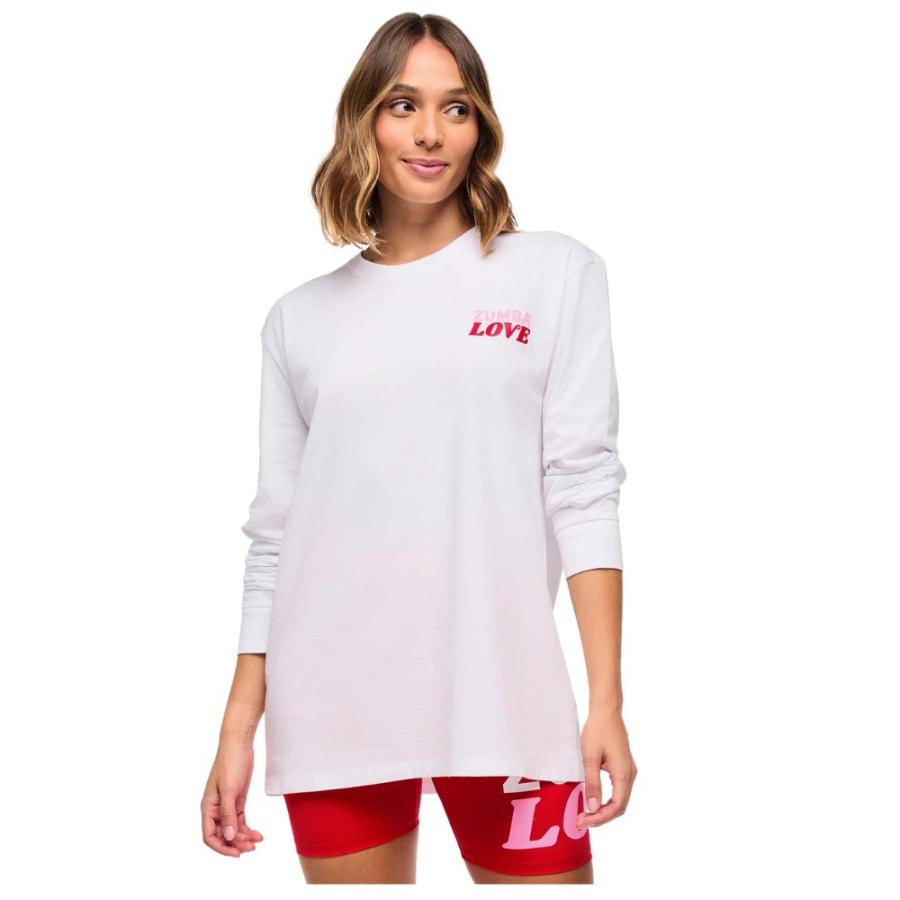 ズンバ（ZUMBA） ロゴ XO ロングスリーブ ロンT Tシャツ ホワイト ユニ