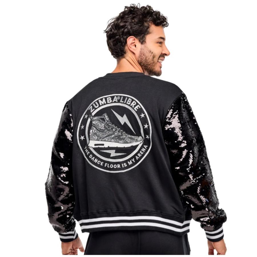 ズンバ　新品　ジャケット　サイズXL ズンバ ZUMBA ロゴ スパンコール袖 ボンバージャケット ユニ