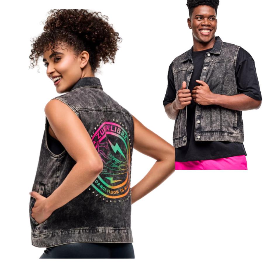 ズンバ（ZUMBA） ロゴ デニム ベスト ユニセックス 取り寄せ : stone1