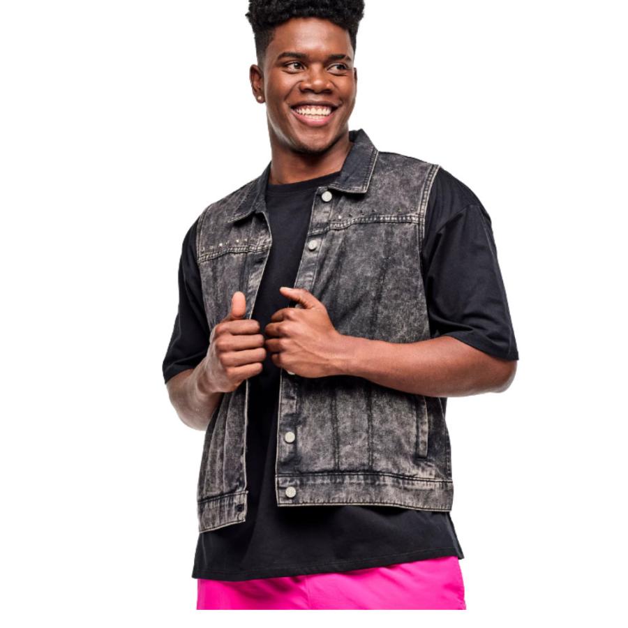 ズンバ（ZUMBA） ロゴ デニム ベスト ユニセックス 取り寄せ : stone1