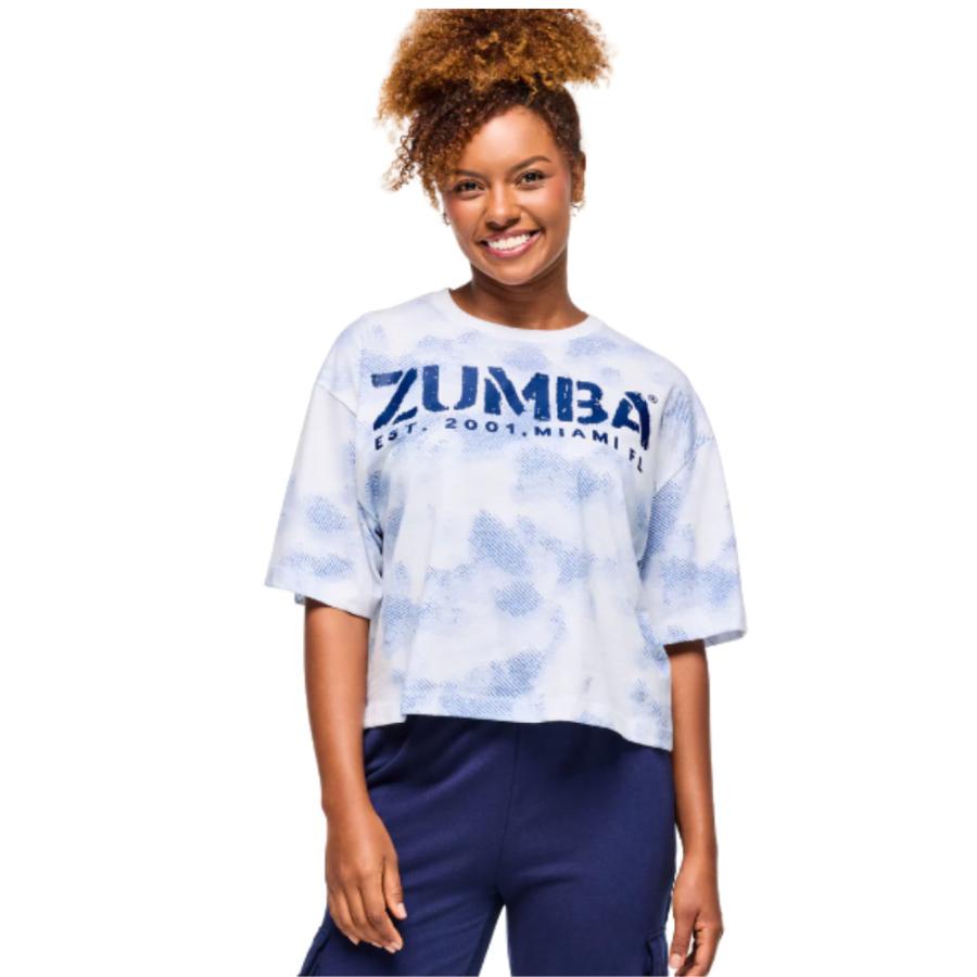 ズンバ ZUMBA ロゴ オーバーサイズ クロップ丈 Tシャツ Blue