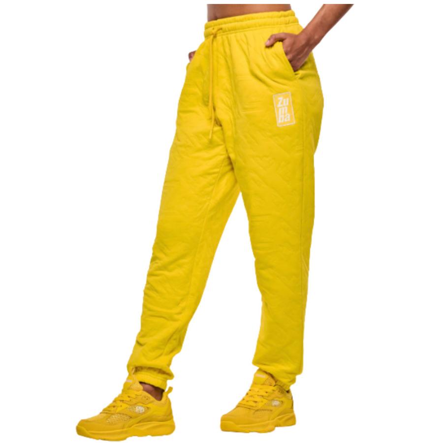 ZUMBA　新作パンツ　イエロー ズンバ（ZUMBA） ロゴ キルティング スウェットパンツ ユニセックス