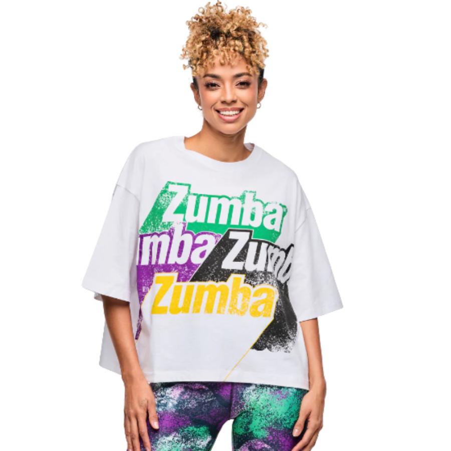 ズンバ（ZUMBA） ロゴ クルーネック Tシャツ ホワイト ユニセックス