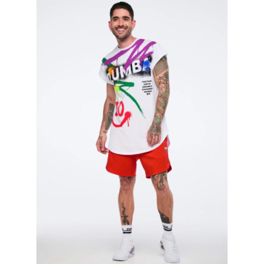 ズンバ（ZUMBA） ロゴ 半袖 ラウンドヘム Tシャツ ホワイト トップス