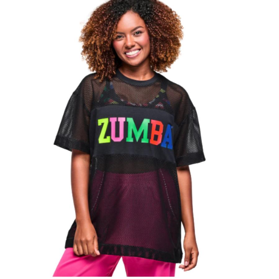 ズンバ（ZUMBA） ロゴ 半袖 ボクシー メッシュ Tシャツ ユニセックス