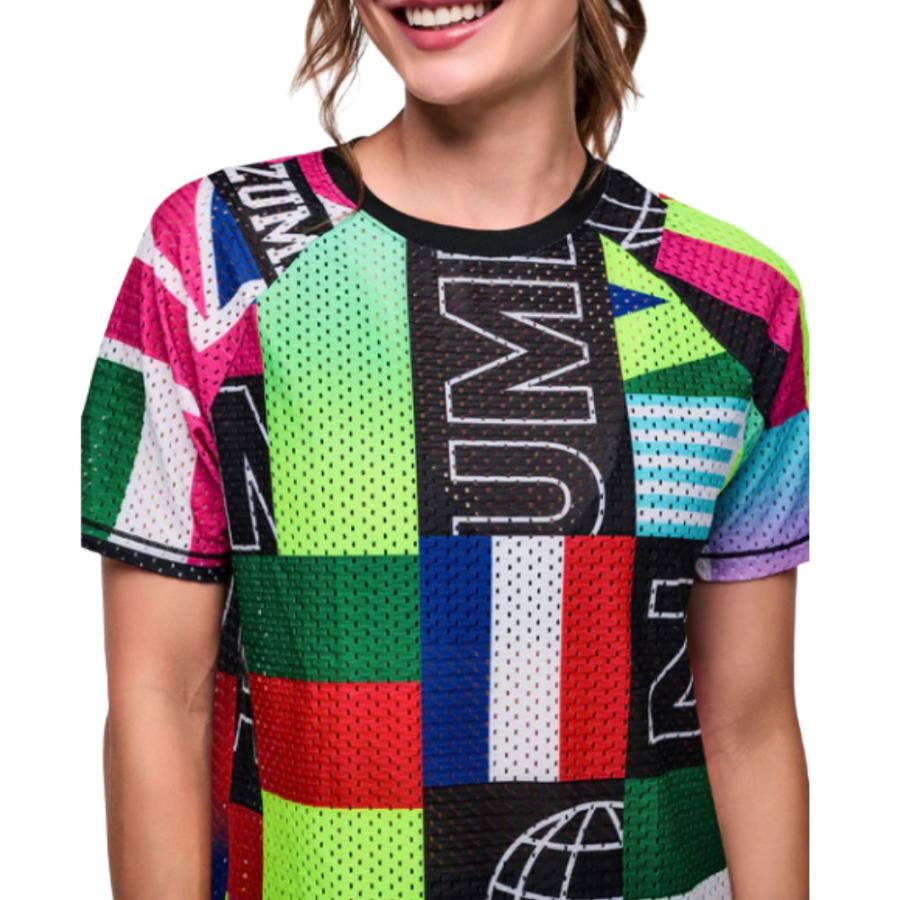 ズンバ（ZUMBA） ロゴ 半袖 メッシュ クルーネック Tシャツ レディース