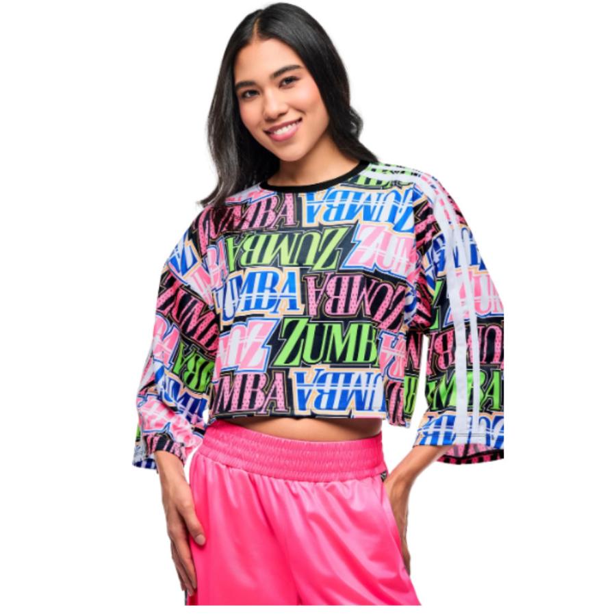 ズンバ（ZUMBA） ロゴ オーバーサイズ クロップ丈 Tシャツ レディース