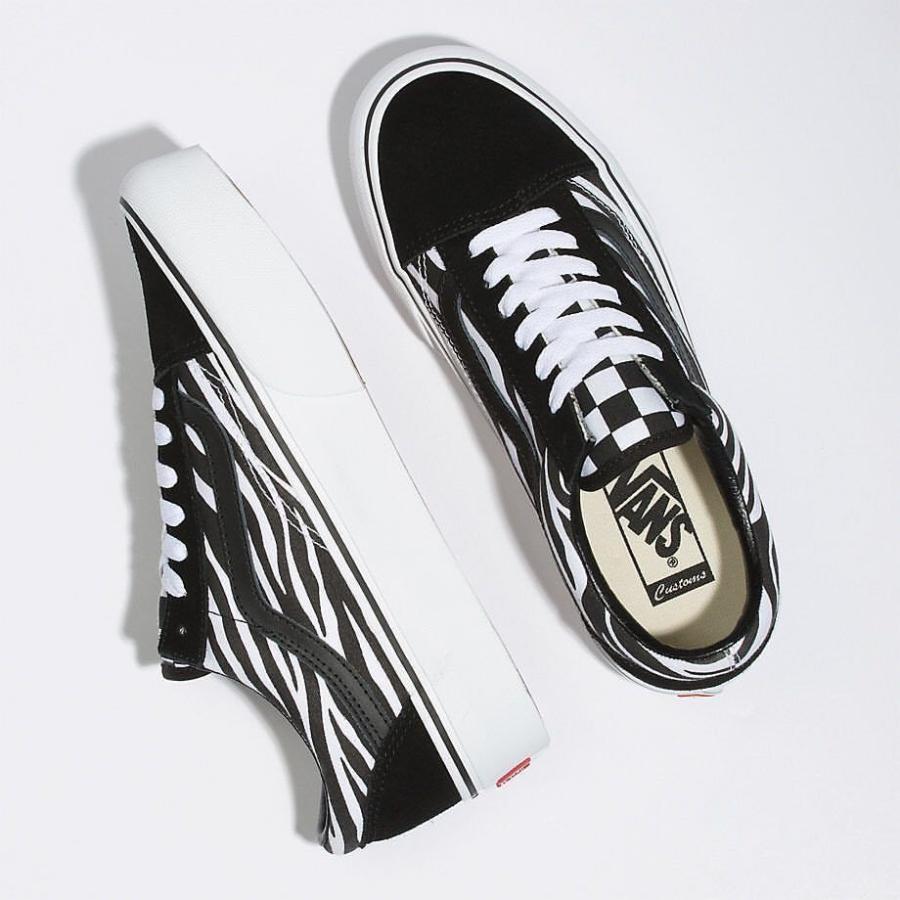 バンズ VANS オールドスクール Zebra Old Skool Platform ゼブラ柄 しまうま プラットフォーム 厚底 カスタム