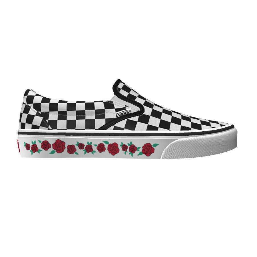 vans checkerboard with roses