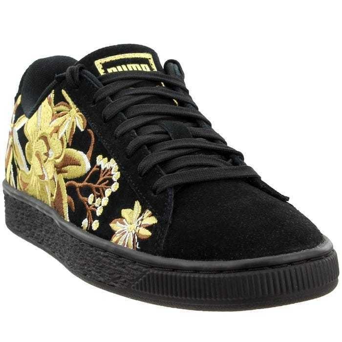 Puma プーマ スニーカー Suede Hyper Embroidery 花柄 刺繍 スエード ブラック ゴールド レディース シューズ 取り寄せ Stone1 ヤフー店 通販 Yahoo ショッピング