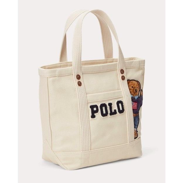 ポロ ラルフローレン ラルフ Polo くま ポロベアー キャンバス ロゴ トートバッグ スモール ファスナー付き Ralph Lauren 取り寄せ 4460 Stone1 ヤフー店 通販 Yahoo ショッピング